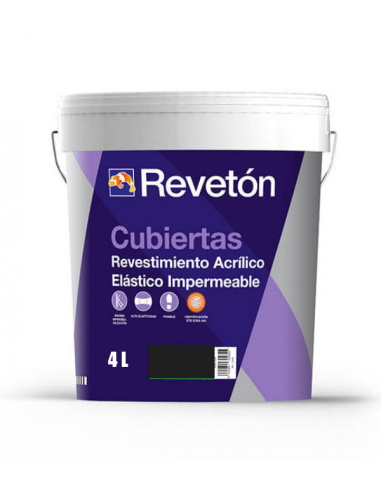 Revetón Cubiertas Impermeabilizante Elástico Negro 4 lt